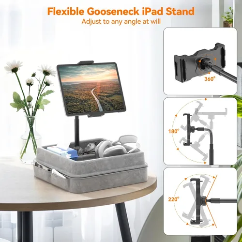Vista 4 de KDD Soporte de Almohada para Tablet – Soporte de Almohada para iPad 360° Ajustable para Regazo, Cama y Escritorio – Base Suave para Tablet