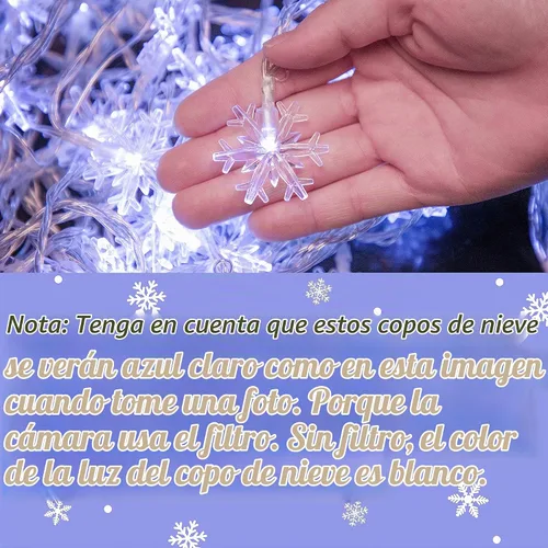 Vista 5 de 2 piezas de 100 luces LED de copo de nieve para colgar decoraciones, Decoración iluminada de invierno para vacaciones, Navidad, suministros