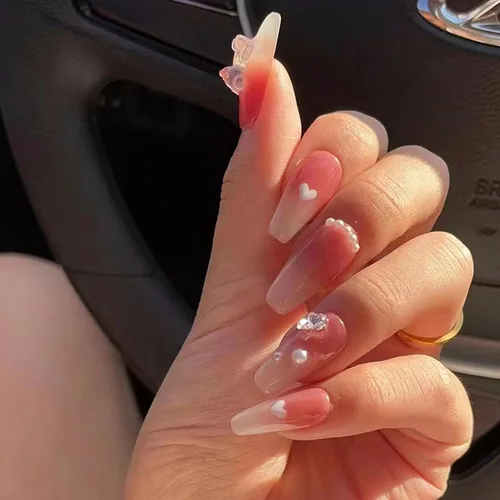 Vista 9 de LIGHT RAIN - Uñas a presión medianas con diseño de galaxia Andromeda, de lujo, reutilizables, de siete capas, con acabado UV, uñas postizas hechas a