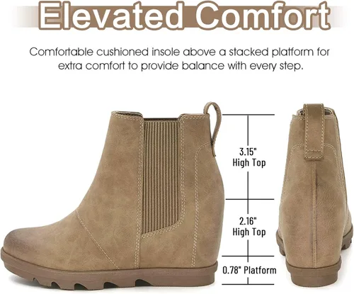 Vista 2 de Athlefit Women's Wedge Boots Comfortable Ankle Wedge Booties