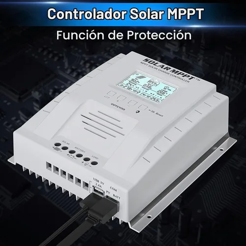 Vista 5 de Controlador de carga MPPT 60 amperios, regulador de carga de panel solar 12V 24V Auto 60A, entrada máxima 100V con pantalla LCD para batería