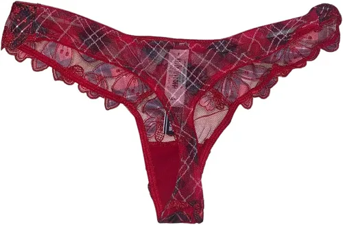 Vista 2 de Victorias Secret Bragas bordadas muy sexys de color rojo a cuadros Rojo Plaid