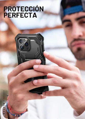 Vista 8 de i-Blason Armorbox - Funda para iPhone 14 Pro Max con soporte [protector de pantalla integrado] [protección de grado militar] Funda protectora Negro