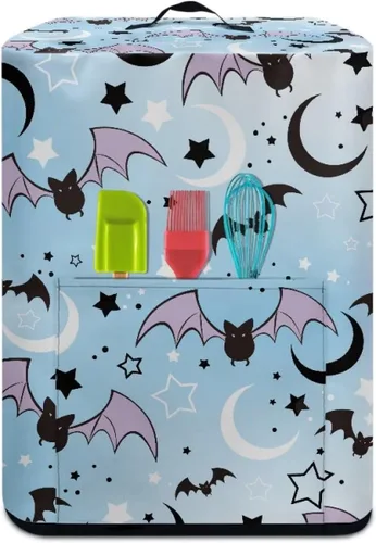 Vista 3 de Gomyblomy Funda para electrodomésticos pequeños con diseño de murciélagos, protector de freidora de aire lavable con tema de Halloween, protector