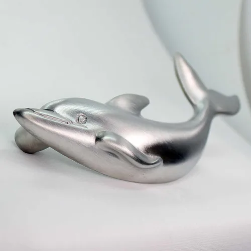 Vista 4 de Costello Coastal - Tirador de cajón Dolphin (orientado a la izquierda) Colección de herrajes de peltre