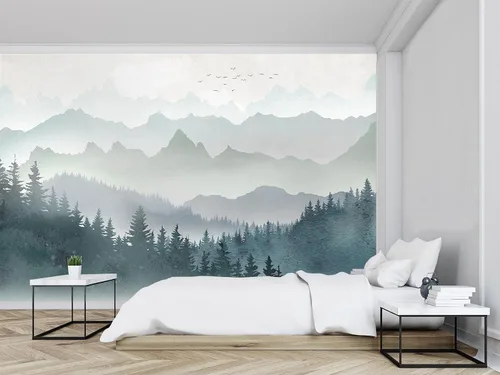 Vista 14 de Mural de pared - Papel pintado 3D de decoración, nubes rosas, 155" x 103" (no autoadhesivo)