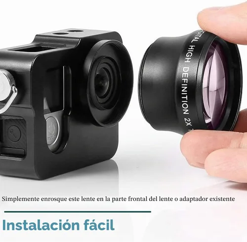 Vista 5 de Lente telefoto 2X, lente convertidor HD de aumento para cámara de montaje de 1.457 in, doble zoom de cámara predeterminado