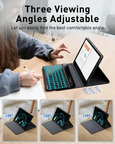 Vista 5 de Funda de teclado para Tab A9 de 8.7 pulgadas con teclado Samsung Galaxy Tab A9-2023 (SM-X110/SM-X115) Funda para tableta con teclado mágico