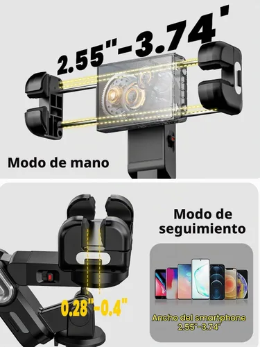 Vista 2 de AOCHUAN Trípode de seguimiento facial de 59 pulgadas, cardán para teléfono Negro