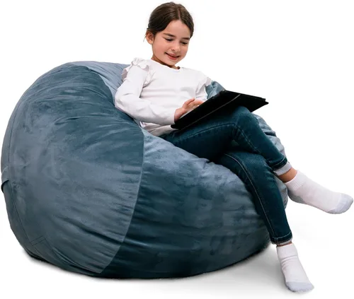 Vista 60 de Big Joe Fuf Silla Puf de Espuma de 5 Pies de Tamaño Extra Grande con Funda Extraíble para Niños, Adolescentes, Adultos, Onyx Lenox, Poliéster Tejido