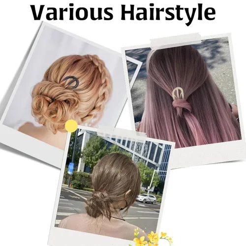 Vista 5 de 6 piezas de horquillas francesas, horquilla de cabello en forma de U estilo retro con dientes internos, horquillas francesas para el cabello