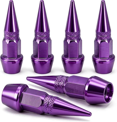 Vista 32 de 4 piezas de tapas de válvula de neumático con estilo púas, cubiertas de válvula de neumático universales de aleación de aluminio a prueba de polvo