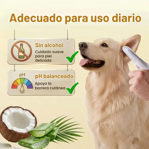 Vista 5 de Toallitas para orejas de perro de talla grande para perros y gatos, aroma a coco, 60