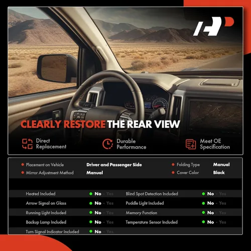 Vista 3 de A-Premium Par (2) Espejos de remolque compatibles con Dodge Para Dodge Ram 1500 1994-2001, Ram 2500 1994-2002, Ram 3500 1994-2002 - Tapa plegable