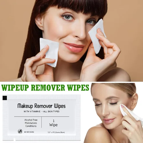 Vista 6 de 150 toallitas removedoras de maquillaje a granel, impermeables, toallitas de maquillaje envueltas individualmente, toallitas faciales para mujeres