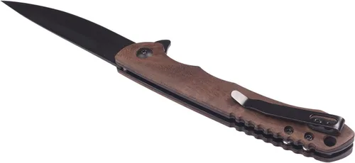 Vista 2 de Cuchillo de caballero con mango de madera, cuchillo de bolsillo abatible, rodamiento de bolas, cuchillo plegable, cuchillos EDC para hombres
