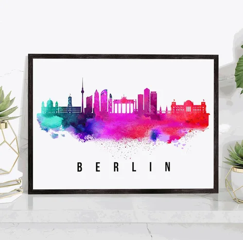 Vista 24 de Póster de Amsterdam Skyline Netherlands, pintura de paisaje urbano e impresión de monumentos, decoración para el hogar, oficina, 12 x 18 pulgadas