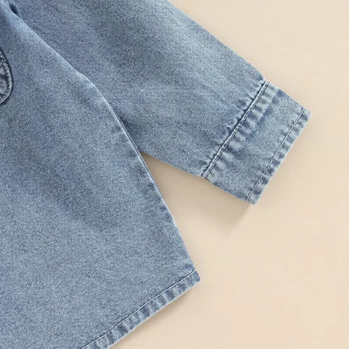 Vista 6 de Camisa de mezclilla de manga larga con botones para bebés y niños pequeños