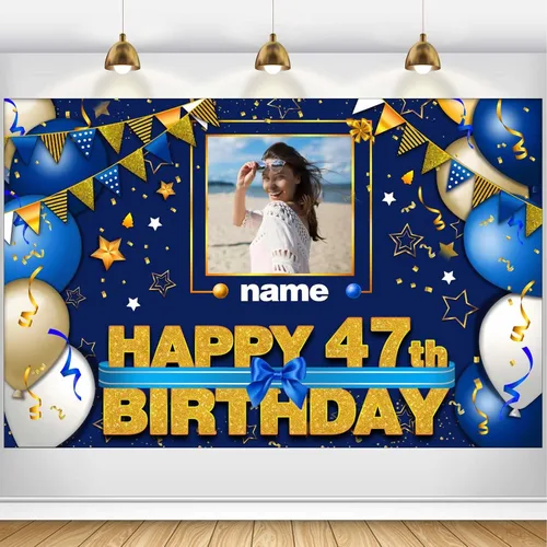 Vista 116 de Pancarta Personalizada de Decoraciones de Feliz Cumpleaños 101 - Telón de Fondo de 101 Años para Mujeres Hombres Niños Niñas Suministros de Fiesta