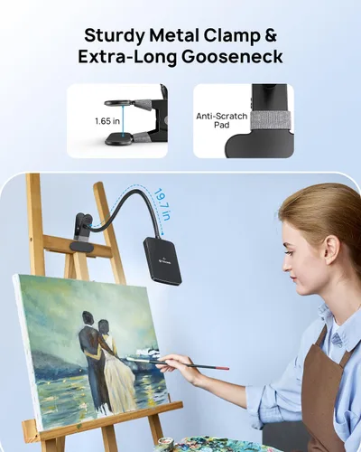 Vista 4 de TROND Lámpara de Escritorio LED con Abrazadera, 1000LM Súper Brillante Luz de Escritorio Regulable de 3 Niveles 6000K Luz de Día, Cuello de Cisne