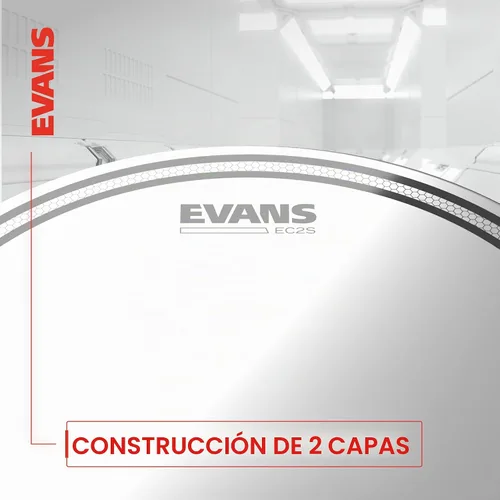 Vista 4 de Evans Cabezas de tambor - EC2S Clear Rock Tompack (25.4 cm, 30.5 cm, 40.6 cm) Los cabezales de tambor Evans ofrecen un tono equilibrado, respuesta