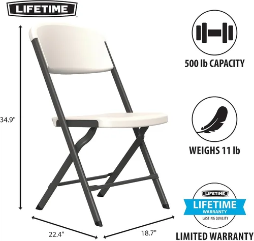 Vista 3 de LIFETIME Sillas plegables, silla plegable resistente contorneada para mayor comodidad, paquete de 4
