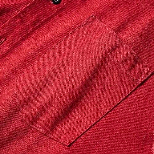 Vista 4 de MCULIVOD Camisa de algodón de mezclilla sin mangas para hombre, chaleco de motociclista con botones y bolsillo frontal