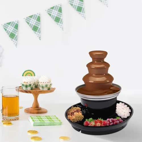 Vista 8 de Máquina de fuente de chocolate de 3 niveles, 40 W, 120 V, 1 libra, máquina eléctrica de fuente de fondue de chocolate de acero inoxidable, máquina