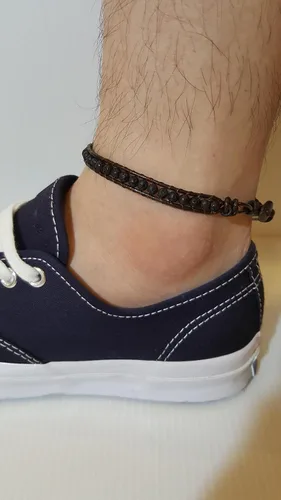 Vista 6 de Infinityee888 Lava Bead Anklet Bracelet 10 Inches Woven Leather Handmade Men Women Anklet