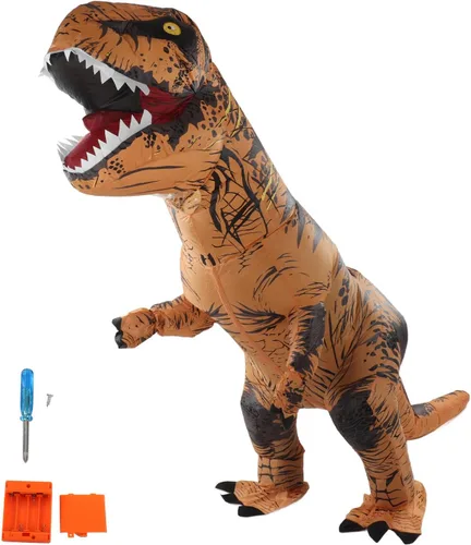 Vista 7 de Disfraz de dinosaurio, disfraz inflable de dinosaurio con costuras reforzadas para cosplay divertido
