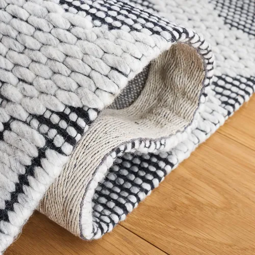 Vista 7 de SAFAVIEH Vermont Collection - Alfombra de pasillo de 2 pies 3 pulgadas x 8 pies, gris y marfil, hecha a mano de lana geométrica bohemia moderna