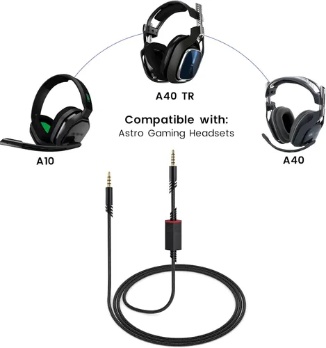 Vista 5 de weishan Cable de micrófono y audio A40, repuesto para auriculares para juegos Astro A40 TR
