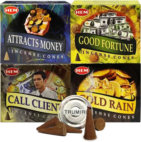 Vista 13 de Paquete variado de conos de incienso y soporte de lluvia dorada de Hem Trumiri Insense Insence Atracts Money Good Fortune
