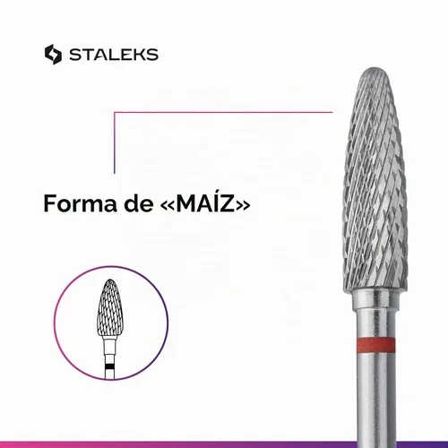Vista 5 de STALEKS PRO - Broca de carburo para uñas de maíz para eliminación de gel, 0.157 in, color rojo suave