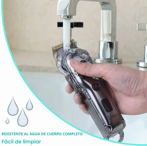 Vista 4 de Hatteker Kit de corte de pelo profesional para hombres, cortadora de pelo profesional IPX7, impermeable, inalámbrica, recortadora de pelo