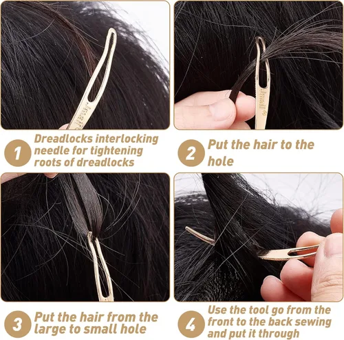 Vista 5 de NBEADS 9 Uds 9 Estilos Herramienta de Interbloqueo para Rastas, Herramienta de Aguja de Hierro Sisterlock Herramienta de Crochet Herramienta Easyloc