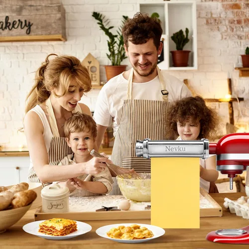 Vista 7 de Accesorio de la hoja del rodillo de la pasta para el mezclador del soporte de kitchenaid, máquina del accesorio del fabricante de pasta del acero