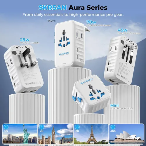 Vista 9 de Aura Mini - Enchufe global, 2 unidades, tamaño bolsillo