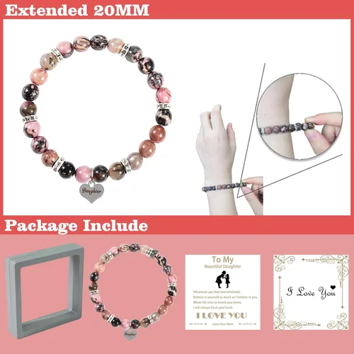 Vista 4 de Junyovin Pulsera de regalo para mujeres, mamá, esposa, hermana, novia, hija, cumpleaños, Acción de Gracias, Navidad, Año Nuevo, Día de la Madre, San
