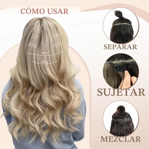 Vista 4 de Fliace Clip in Hair Extensions, 6 PCS Natural & Blends Well Hair Extensions, Long Wavy Hairpieces(20inch, 6pcs, Light Blonde)