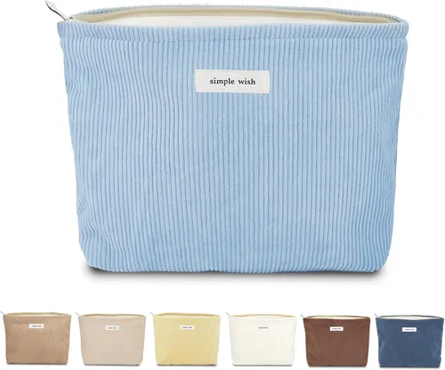 Vista 10 de Sminra Bolsa de Maquillaje Bolsa de Cosméticos Bolsa de Aseo de Lona Preppy para Mujeres Linda Bolsa con Cremallera Organizador Accesorios de Viaje