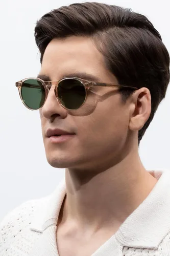 Vista 3 de CARFIA Gafas de sol redondas de acetato para hombre, polarizadas, protección UV, gafas de sol clásicas retro CA5289L