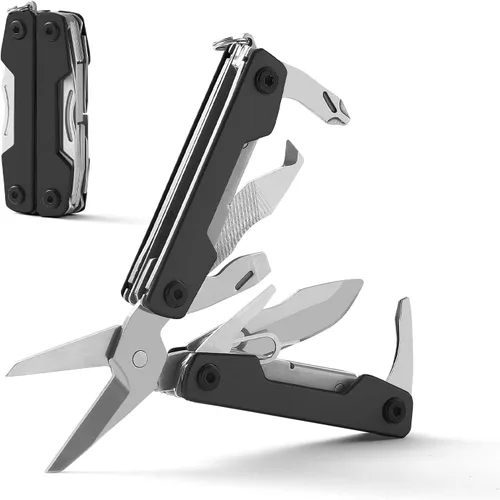 Vista 8 de Multiherramienta con navaja de bolsillo, regalos para hombres y mujeres, multiherramienta mini EDC de 11 en 1 con destornillador, tijeras, extractor