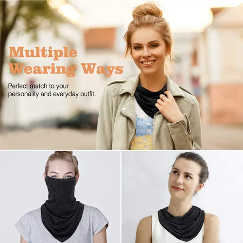 Vista 5 de MoKo Scarf Mask Bandana with Ear Loops 3 Pack, Neck Gaiter Balaclava with Filter Pocket UV Protection Mask