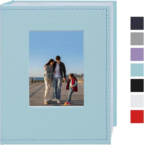 Vista 31 de Álbum de fotos pequeño de 4 x 6 pulgadas, 100 bolsillos con espacio de escritura, cubierta de cuero, libro de fotos con capacidad para fotos de 4 x