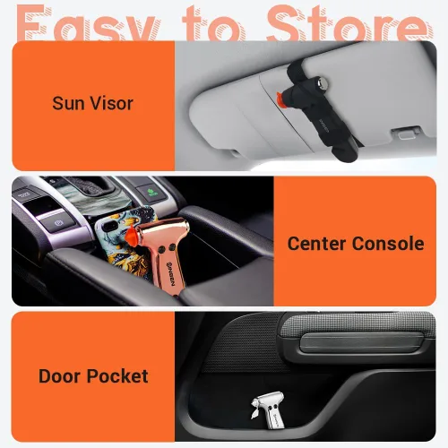 Vista 6 de SENSEN - Cortador de cinturón de seguridad para automóvil, herramienta de emergencia para romper vidrio, kit de escape de martillo de seguridad, 3