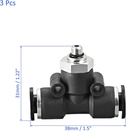 Vista 3 de M METERXITY Paquete de 3 accesorios de bloqueo de rosca macho M5 – Unión de mamparo en T, accesorios de empuje para conectar, se aplica al sistema