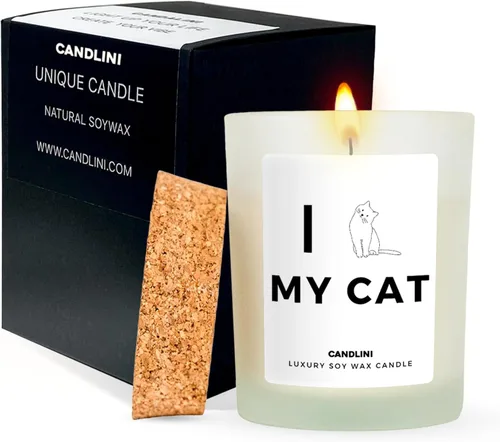 Vista 11 de Caja de regalo de vela Cat Mom Vela de cera de soja perfumada de vainilla Perfecto para cumpleaños o aniversario de mujeres