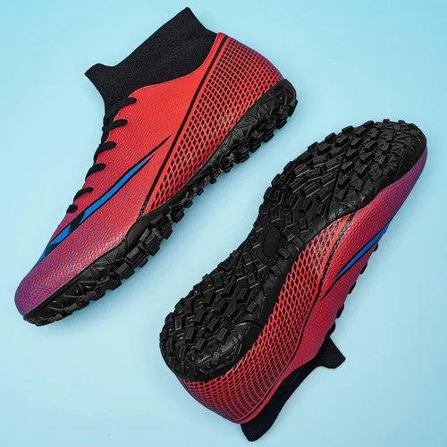 Vista 7 de Qzzsmy Tacos de fútbol para hombre y mujer, zapatos de fútbol profesionales FgAg de caña alta para interiores y exteriores, competición