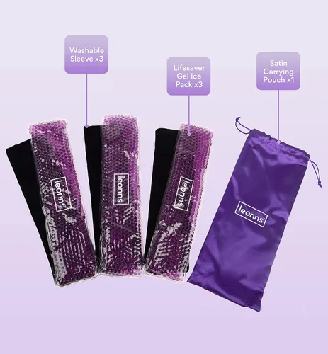 Vista 2 de Leonns® Paquetes de hielo perineal reutilizables para recuperación posparto – 3 paquetes de gel y mangas lavables – Alivio caliente y frío